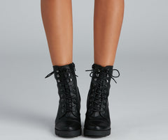 Wild Side Faux Leather Lug Boots Newgew
