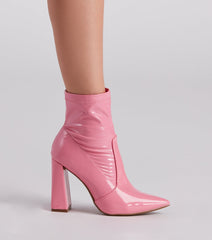 Savvy Sis Patent Pointed Toe Booties Newgew