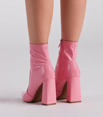 Savvy Sis Patent Pointed Toe Booties Newgew