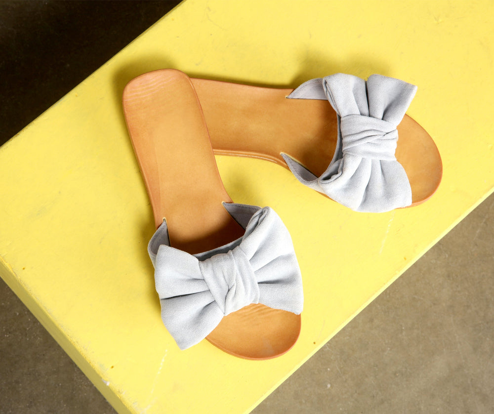 Sealed And Chic Faux Suede Bow Sandals Newgew