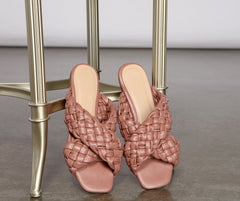 Faux Leather Criss-Cross Braided Sandals Newgew