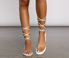 Lace-Up Sleek PVC Sandals Newgew