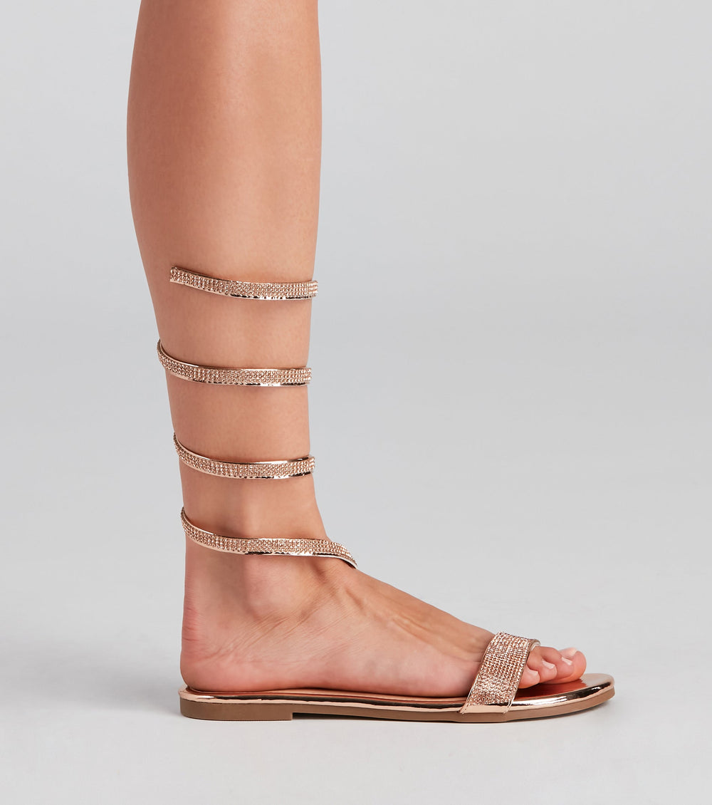 Glam Spiral Rhinestone Sandals Newgew
