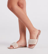 Hidden Treasure Faux Pearl Slide Sandals Newgew
