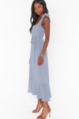 Tie Shoulder Boho Midi Dress Newgew