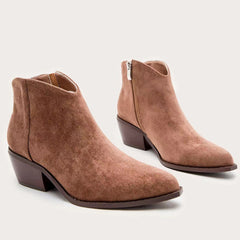 Retro Thick Heeled Side Zipper Boots Newgew