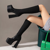 Stretchy Chunky Heels Boots Newgew