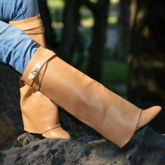 Stylish Faux Leather Hidden Heel Tall Boots Pairmore