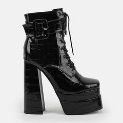 Square Toe Chunky Waterproof Platform Boots Newgew