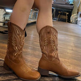 Retro Square Toe Western Cowboy Boots Newgew