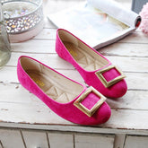 Buckle Decor Suede Ballet Flats Newgew