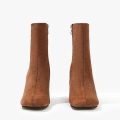 Faux Suede Zip Side Chunky Short Boots Newgew