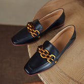 Ada Genuine Leather Loafers with Chain Newgew