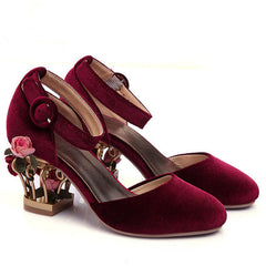 Novelty Ankle Strap Pumps with Rose Cage Heels Newgew