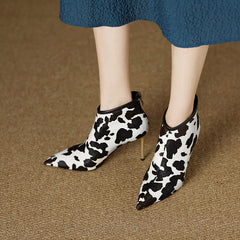 Nelly Stiletto Womens Cow Print Boots Newgew