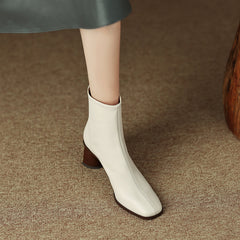 Naya White Square Toe Boots Newgew