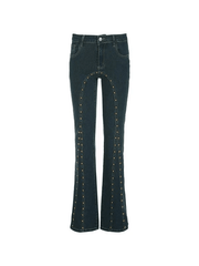 Vintage stud Paneled Low-rise Bootcut Jeans NewGew