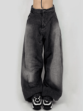 Washed Contrast Waist Pleated Relaxed Leg Boyfriend Jeans NewGew