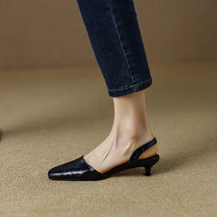 Norah Black Heeled Slingbacks Newgew