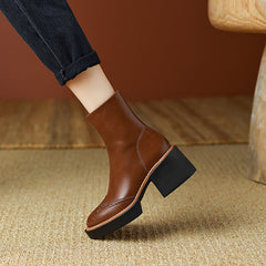 Hanan Platform Brown Brogue Boots Newgew