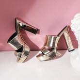 Husna Mule Gold Platform Heels Newgew
