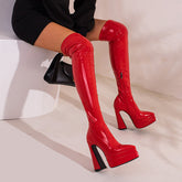 Fenix Patent Leather Red Thigh High Boots Newgew