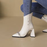 Noor Pointed Toe Rhinestone Ankle Boots Newgew