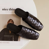 Eve Woven Leather Mules in Black NEW GEW