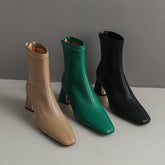 Mina Square Toe Sock Ankle Boots with Heels newgew