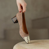 Faye Embellished Square Toe Heels Tan Newgew