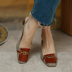 Dara Plaid Slingback Mid Heels NEW GEW