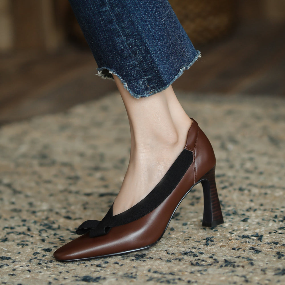 Giana Brown Leather Heels Newgew