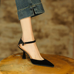 Freja Black Velvet Heels Newgew