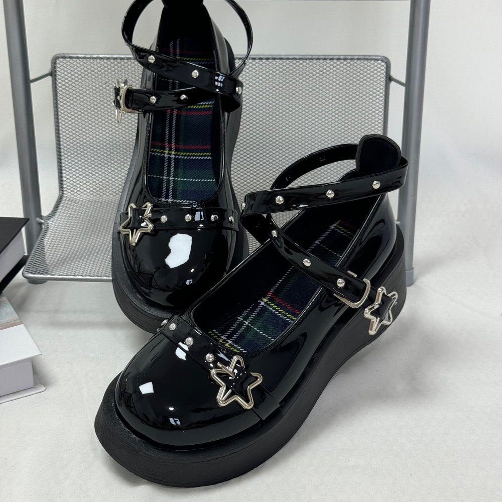 Retro Small Leather Shoes With Thick Soles PinTow