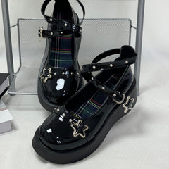 Retro Small Leather Shoes With Thick Soles PinTow