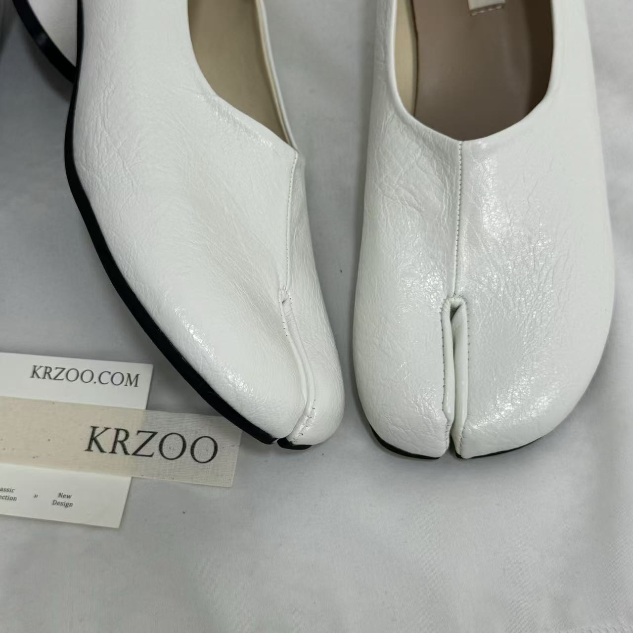 Retro Split-Toe Chunky Heeled Loafers PinTow