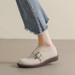 Women Retro Soft Leather Flat Casual Shoes Newgew Shoes
