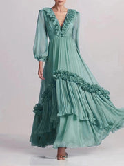 Ruffled Silk Stardust Maxi Dress Newgew Dresses