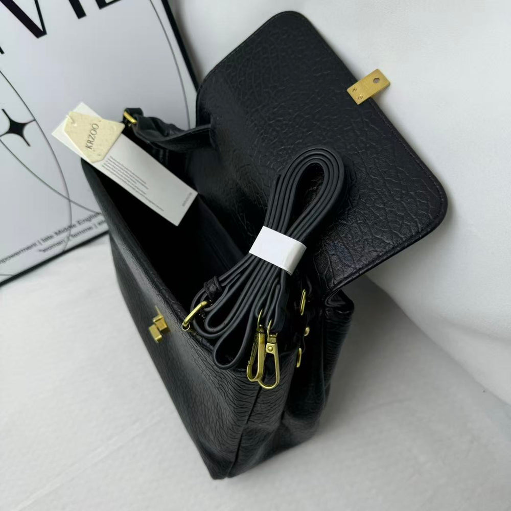 Large Black Leather Tote Bag PinTow