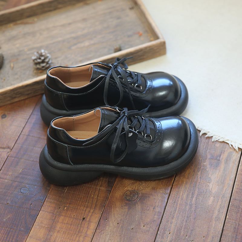 Women Retro Glossy Leather Casual Shoes Newgew Shoes