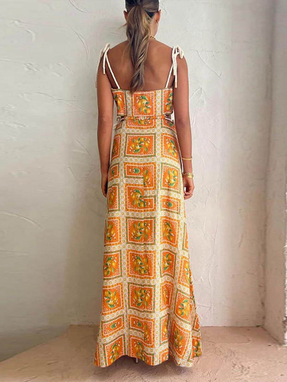 Unique Lemon Print Strappy Dress Newgew Dresses