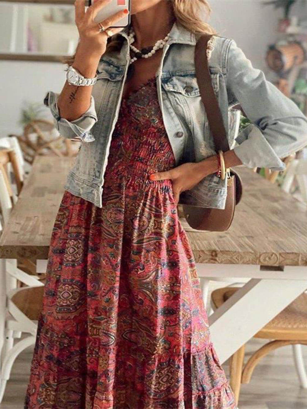 Bohemian Waisted Floral Print Dress Newgew Dresses
