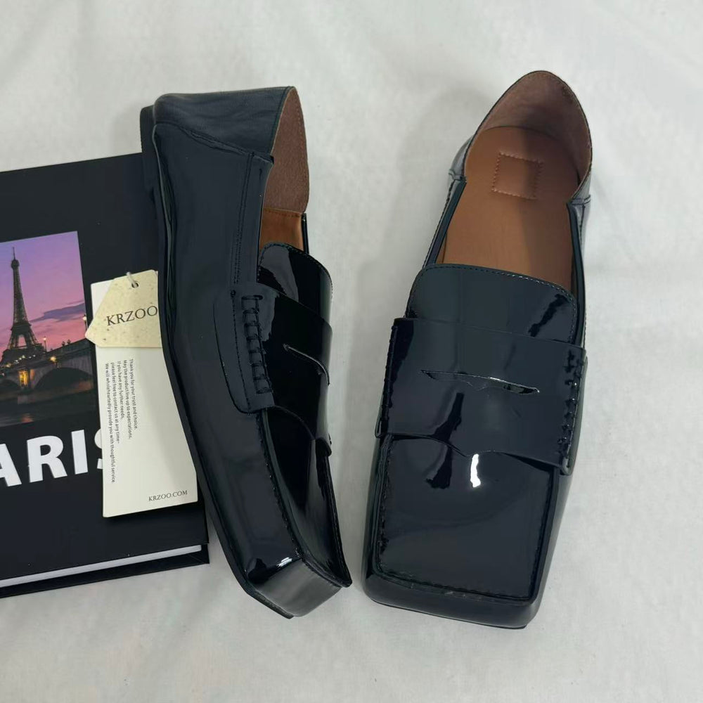 Slip-On Square-Toed Leather Shoes PinTow