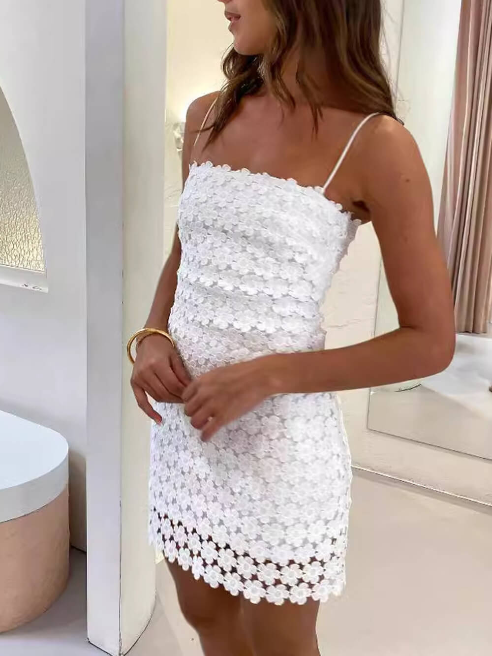 Summer Suspender Lace Hollow Mini Dress Newgew Dresses
