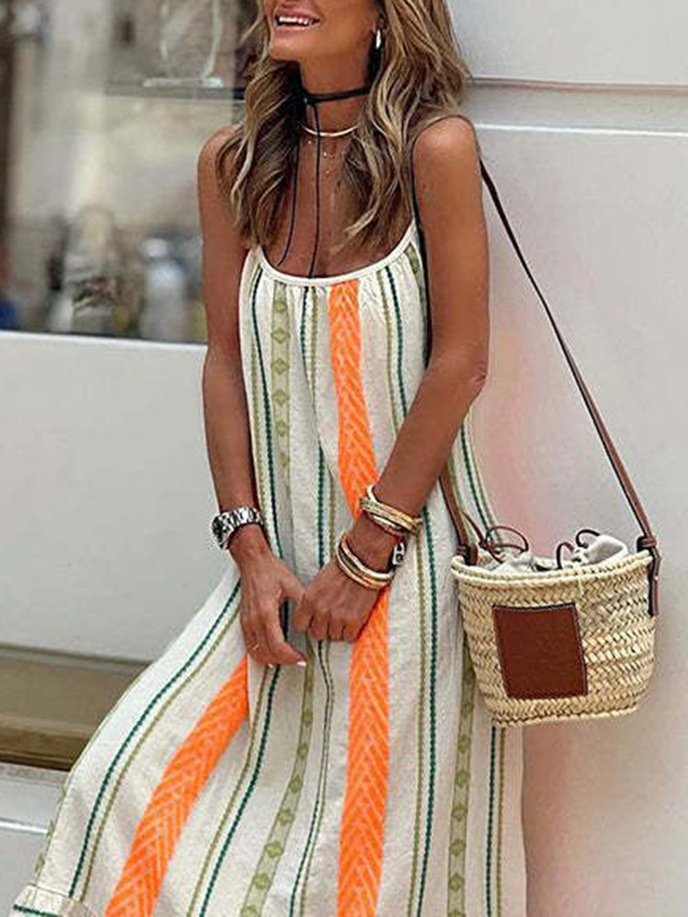 Women'S Casual New Bohemian Printed Sling Loose Dress Newgew Dresses