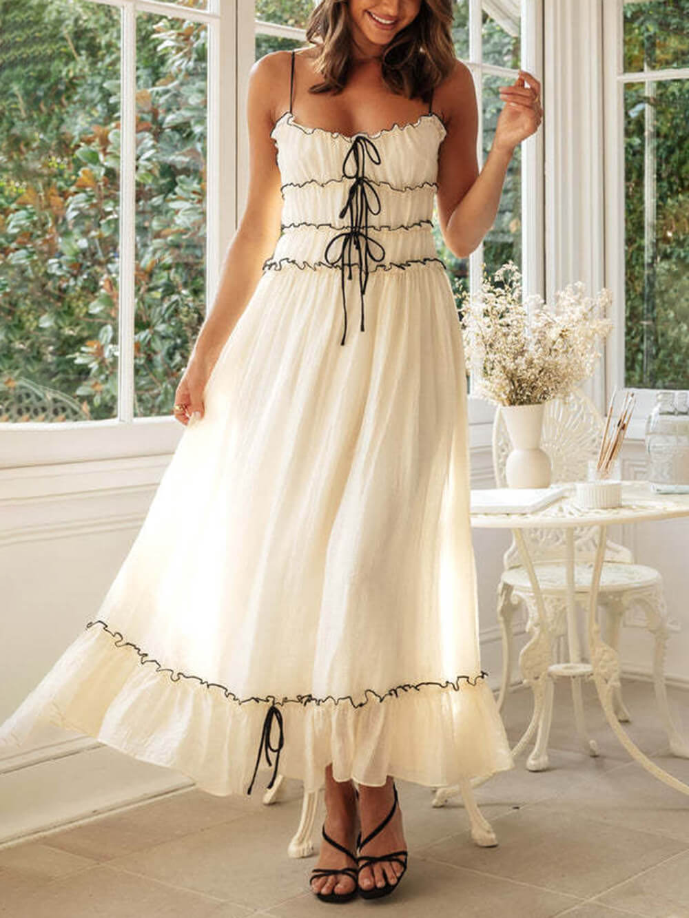 Elegant Off-Shoulder Strap Patchwork Dress Newgew Dresses