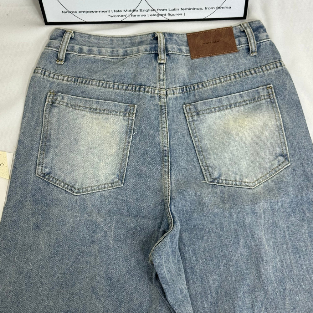 Vintage-Styled Cat Whisker Denim Shorts PinTow