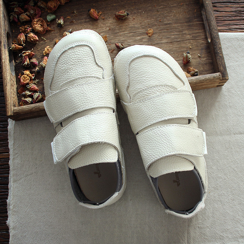 Women Handmade Retro Leather Flat Casual Shoes Newgew Shoes
