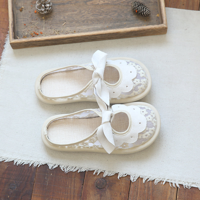 Women Retro Casual Mesh Cotton Linen Slides Newgew Shoes