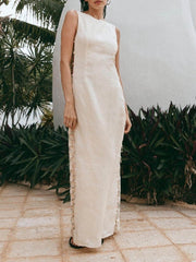 Signature Printed Hoop-Embellished Sleeveless Midi Dress Newgew Dresses